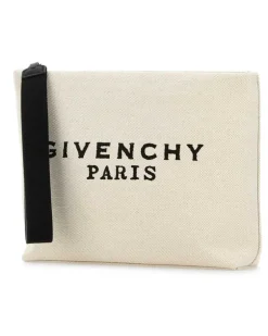 Women's Ivory Canvas Pouch Beigeblack Beauty Case
