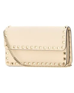 Women's Ivory Leather Rockstud Clutch Lightivory Portafogli Wallet rockstud Beige
