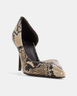Women's Jett Dorsay 85 Python-Print Leather Pumps Beige High Heel Shoes