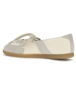 Women's Lace-Uo Ballerinas Bleached Sand Flat Shoes Beige