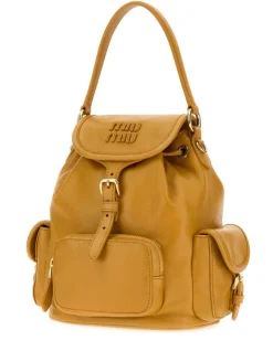 Women's Leather Backpack Shoulder Yellow