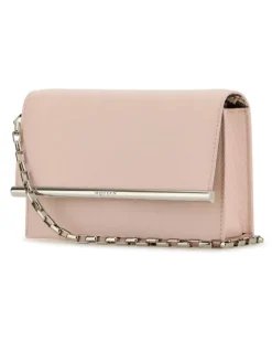 Women's Leather Mini Cross-Bar Clutch Venuspinksilver