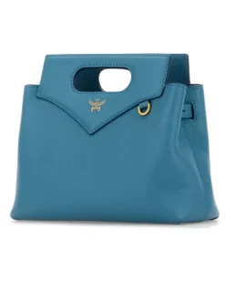 Women's Leather Mini Top Handle Bag Blue Calf