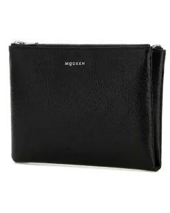 Women's Leather Pouch Blacksilver Beauty Case