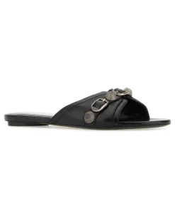 Women's Leather Slippers Blackagednikel Flat Shoes