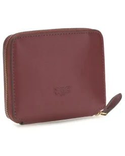 Women's Leather Zip-Around Wallet Ribes Intenso-Antique Gold Calf Bos Taurus Red