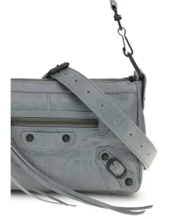 Women's Le City Moto Mini Handbag Blue Grey Lamb Ovis Aries Handbags Hand Bags Gray