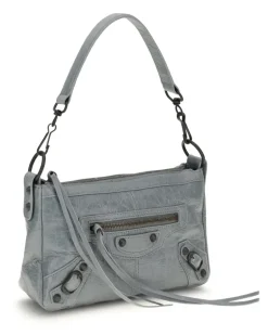 Women's Le City Moto Mini Handbag Blue Grey Lamb Ovis Aries Handbags Hand Bags Gray