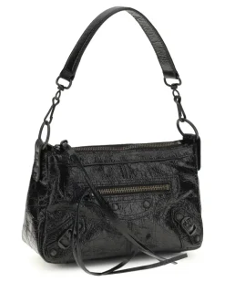 Women's Le City Moto Mini Handbag Black Lamb Ovis Aries Handbags Hand Bags