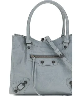 Women's Le City Tote Mini Handbag Blue Grey Lamb Ovis Aries Handbags Hand Bags Gray
