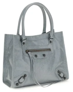 Women's Le City Tote Mini Handbag Blue Grey Lamb Ovis Aries Handbags Hand Bags Gray