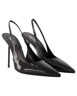 Women's Lidia Slingback Pumps - Leather Black Calfskin Shoes
