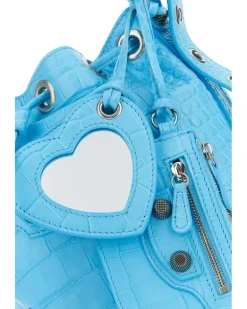 Women's Light-Blue Leather Le Cagole Xs Bucket Bag Skyblue T Cotton R Elastan Borse A Secchiello