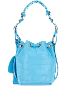 Women's Light-Blue Leather Le Cagole Xs Bucket Bag Skyblue T Cotton R Elastan Borse A Secchiello