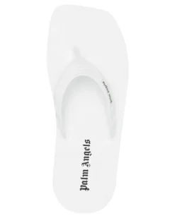 Women's Logo-Embossed Flip Flops White Rubber Sandal