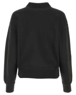 Women's Logo-Embroidered Cotton Sweatshirt Black Polyester Bord Sweater