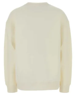 Women's Logo-Embroidered Cotton Sweatshirt Beige Shirt