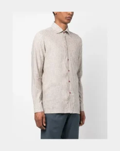 Women's Long-Sleeve Striped Shirt Ss23 M Beige