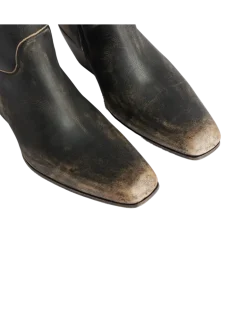 Women's Memphis Ankle Boots Aged Black Beige Leather