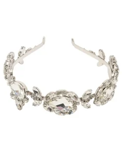 Women's Multi-Crystal Headband Silver Pearls Headbands