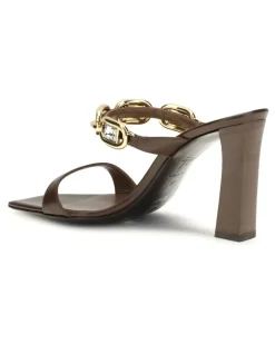 Women's Muse Mules Sandals Hot Brown Calf Leather Bos Taurus
