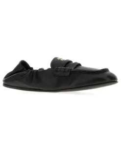 Women's Nappa Leather Ruched Loafer Black Lambleather