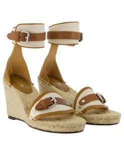 Women's Oliha Wedge Sandal Beige Cotton Heels