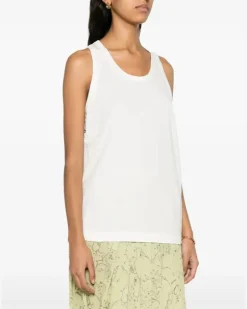 Women's Panelled Cotton Tank Top Ss24 W White