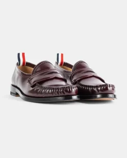 Women's Penny Varsity Burgundy Patent Leather Loafers Red