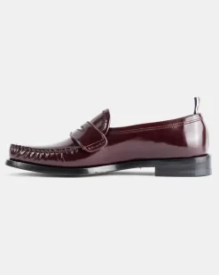 Women's Penny Varsity Burgundy Patent Leather Loafers Red