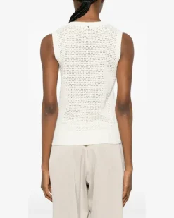Women's Perforated-Knit Top Ss26 W White
