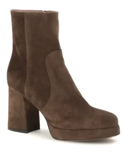 Women's Platform Ankle Boots Ebony Brown Calf Leather Bos Taurus