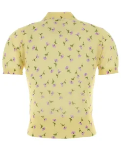Women's Polo Shirt Yellow Cotton Nylon