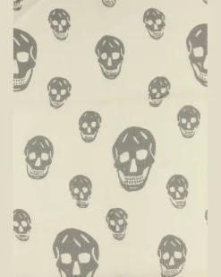 Women's Printed Silk Foulard Ivoryblack Exterior: Sciarpe E Scarfs Beige
