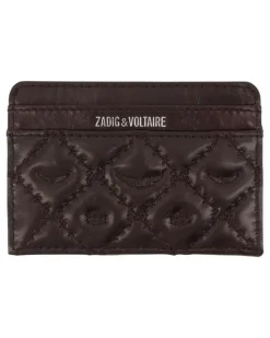 Women's Quilted Calfskin Wallet Brown