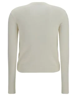 Women's Quilted Knit Cardigan Ceramic White Polyamide Sweater