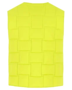 Women's Quilted Nylon Padded Vest Yellow Padding Polyester Vests
