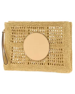 Women's Raffia Ella Clutch Natural Portafogli Wallet Beige