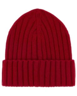 Women's Red Wool Beanie Hat 456 Exterior: Virgin Cuffie