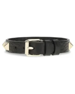 Women's Rockstud Bracelet Nero Calf Leather Bos Taurus Bracelets rockstud Black