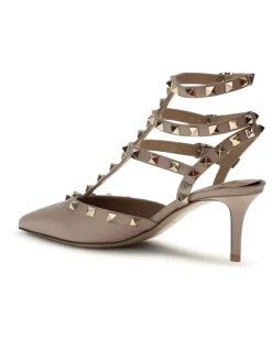 Women's Rockstud Pumps Poudre Calf Leather Bos Taurus High Heel Shoes rockstud Beige