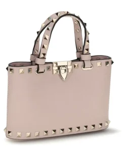 Women's Rockstud Shopping Mini Handbag Rose Quartz Calf Leather Bos Taurus Handbags Hand Bags rockstud Pink