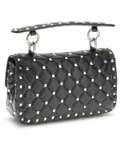 Women's Rockstud Spike Mini Top Handle Bag Nappa Nero Lamb Ovis Aries Handbags Hand rockstud Black