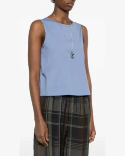 Women's Round-Neck Vest Ss26 W Blue