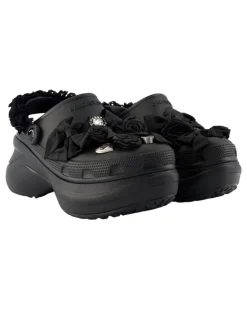 Women's Ruched Synthetic Clog Sandal Black