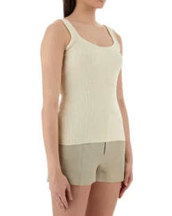 Women's Sand Silk Tank Top Avorio Exterior: Maglie Sweater Beige