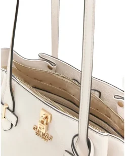 Women's Satchel Bag Off White Polyurethane - Satchel-Bags