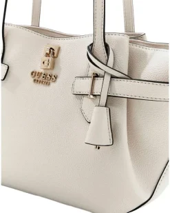 Women's Satchel Bag Off White Polyurethane - Satchel-Bags