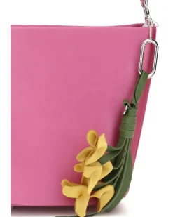 Women's Satin Bucket Bag Pink Polyester