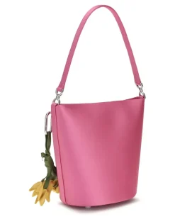Women's Satin Bucket Bag Pink Polyester